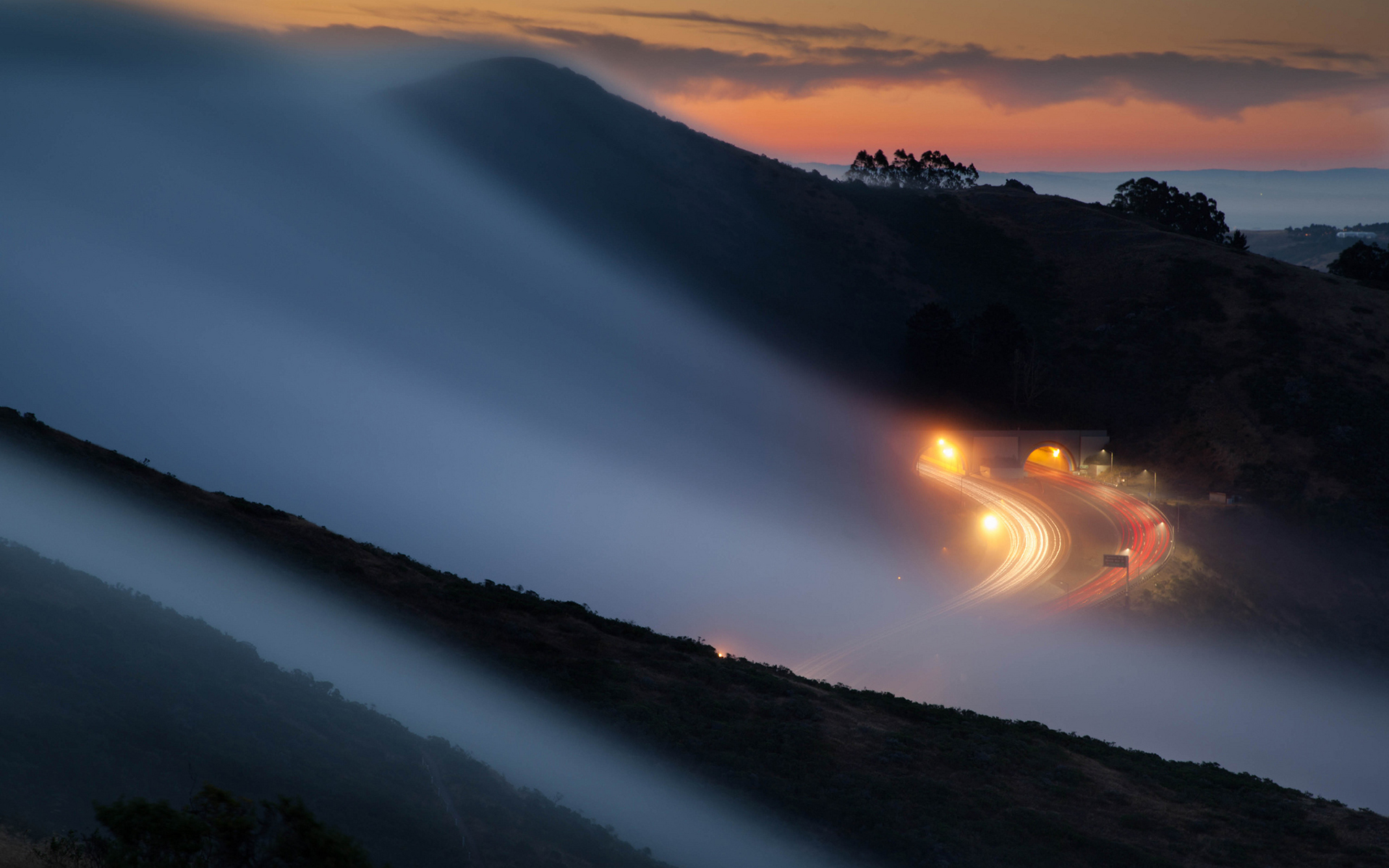 fog, Mist, Road, Freeway, Highway, Timelapse Wallpaper