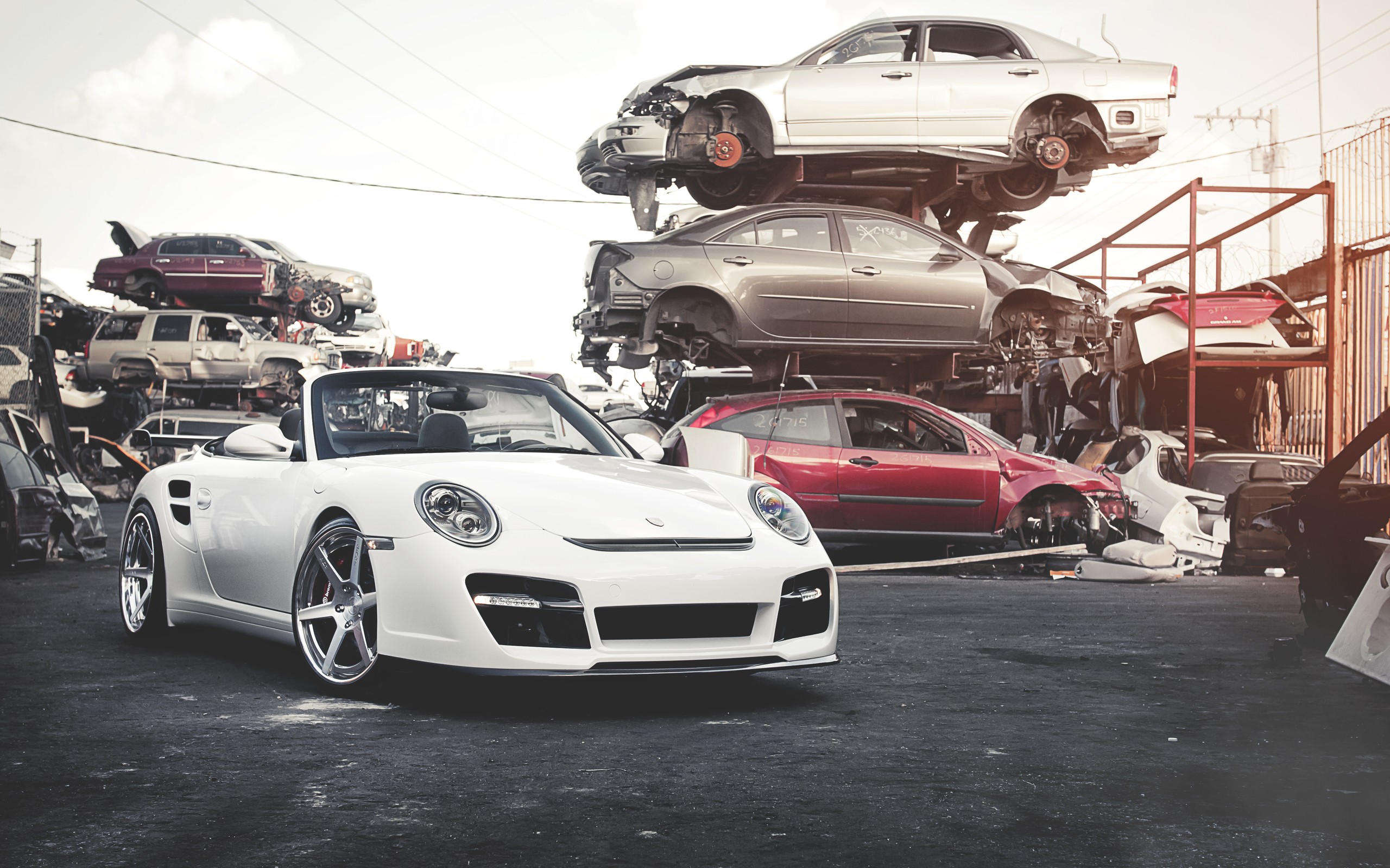 white, Porsche, Cars, Junk Wallpaper