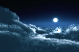 moon, Over, Clouds