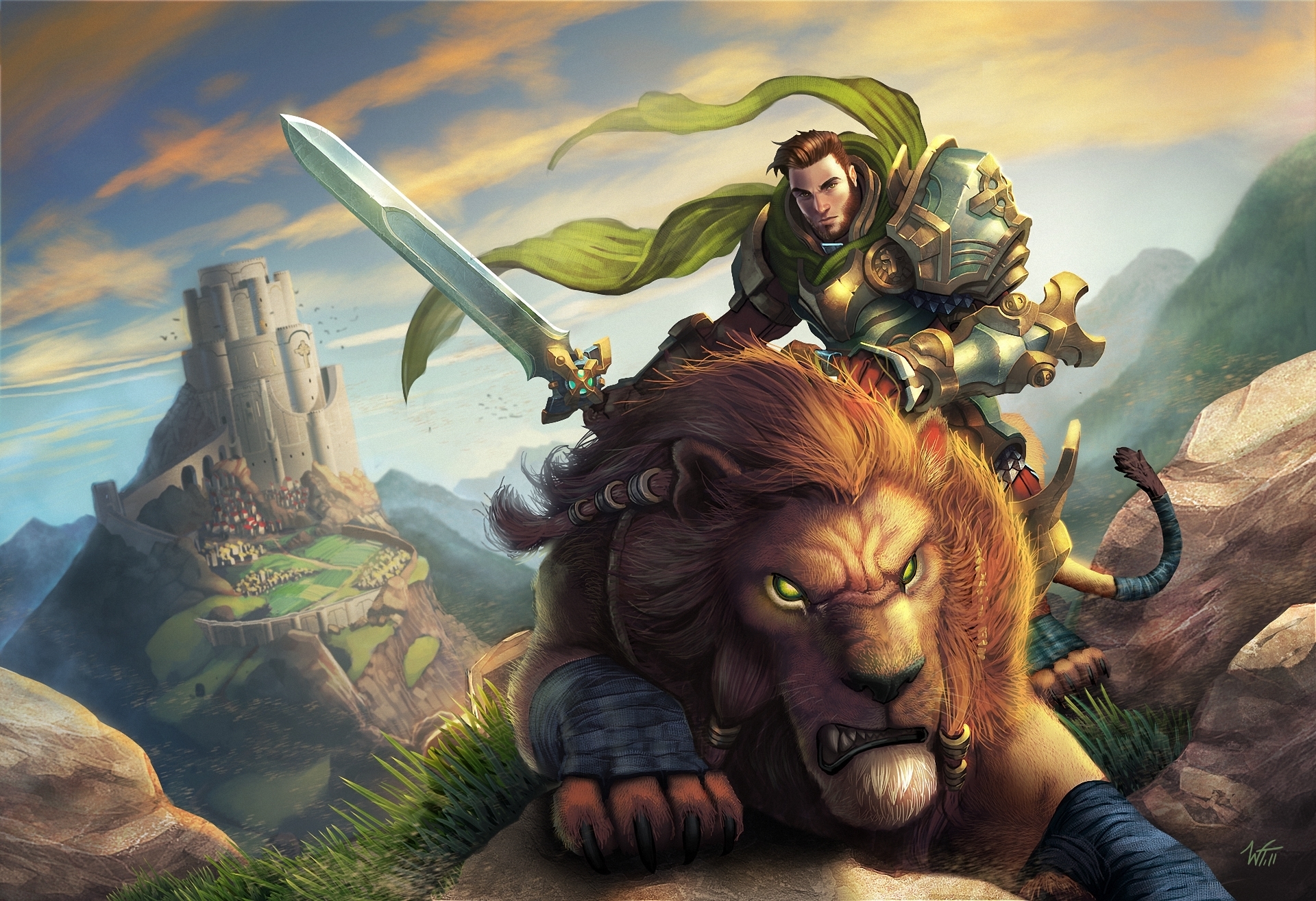 world, Of, Warcraft, Wowcats, Lions, Warrior, Men, Armor, Sword, Castle, Fantasy Wallpaper