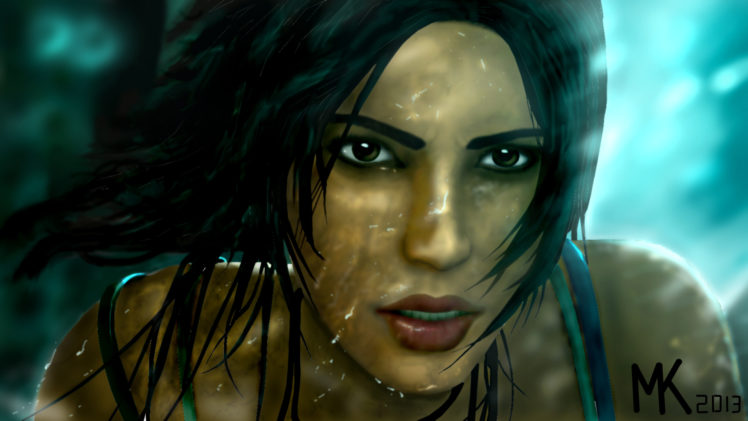 tomb, Raider, Face, Glance, Brunette, Girl, Hair, Lara, Croft, Games, Girls, Drops, Face HD Wallpaper Desktop Background