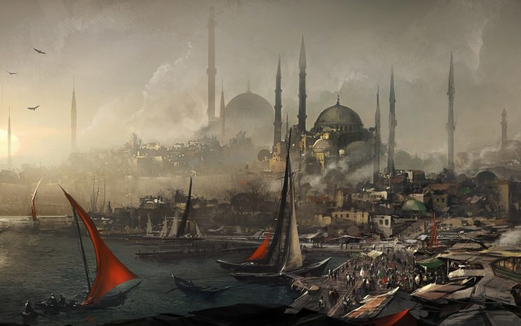 video, Games, Assassins, Creed, Cityscapes, Fantasy, Art, Turkey, Artwork, Istanbul, Constantinople HD Wallpaper Desktop Background