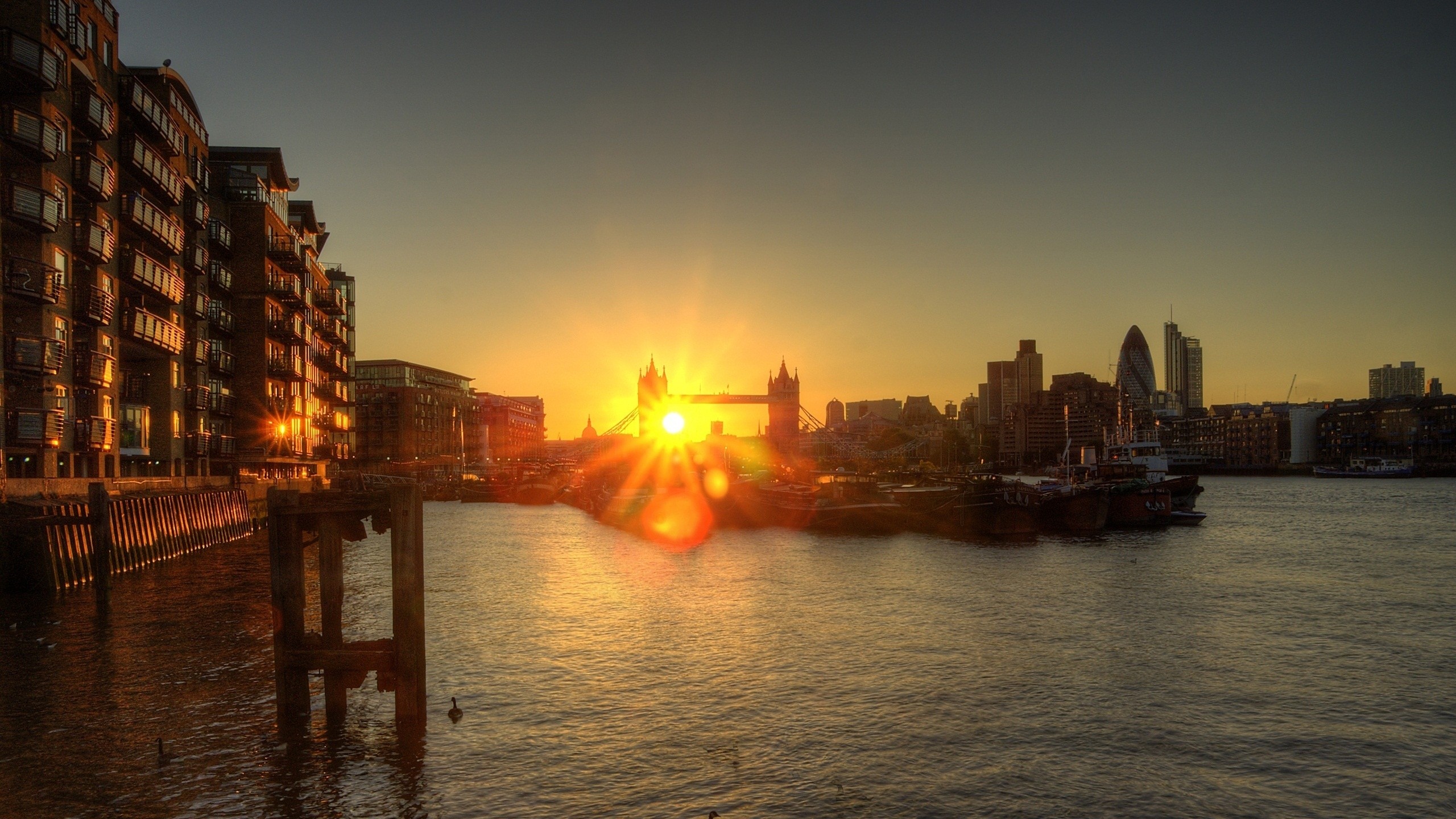 sunset, Cityscapes, London, Buildings, Sunlight, Tower, Bridge, Rivers Wallpaper