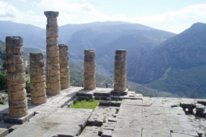architecture, Ruins, Pillars, Mountains