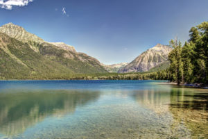 montana, Mountains, Forest, Bottom, Glacier, Lake