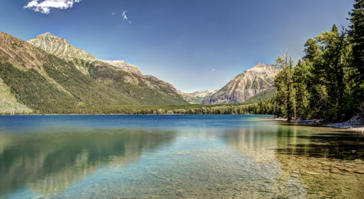 montana, Mountains, Forest, Bottom, Glacier, Lake HD Wallpaper Desktop Background
