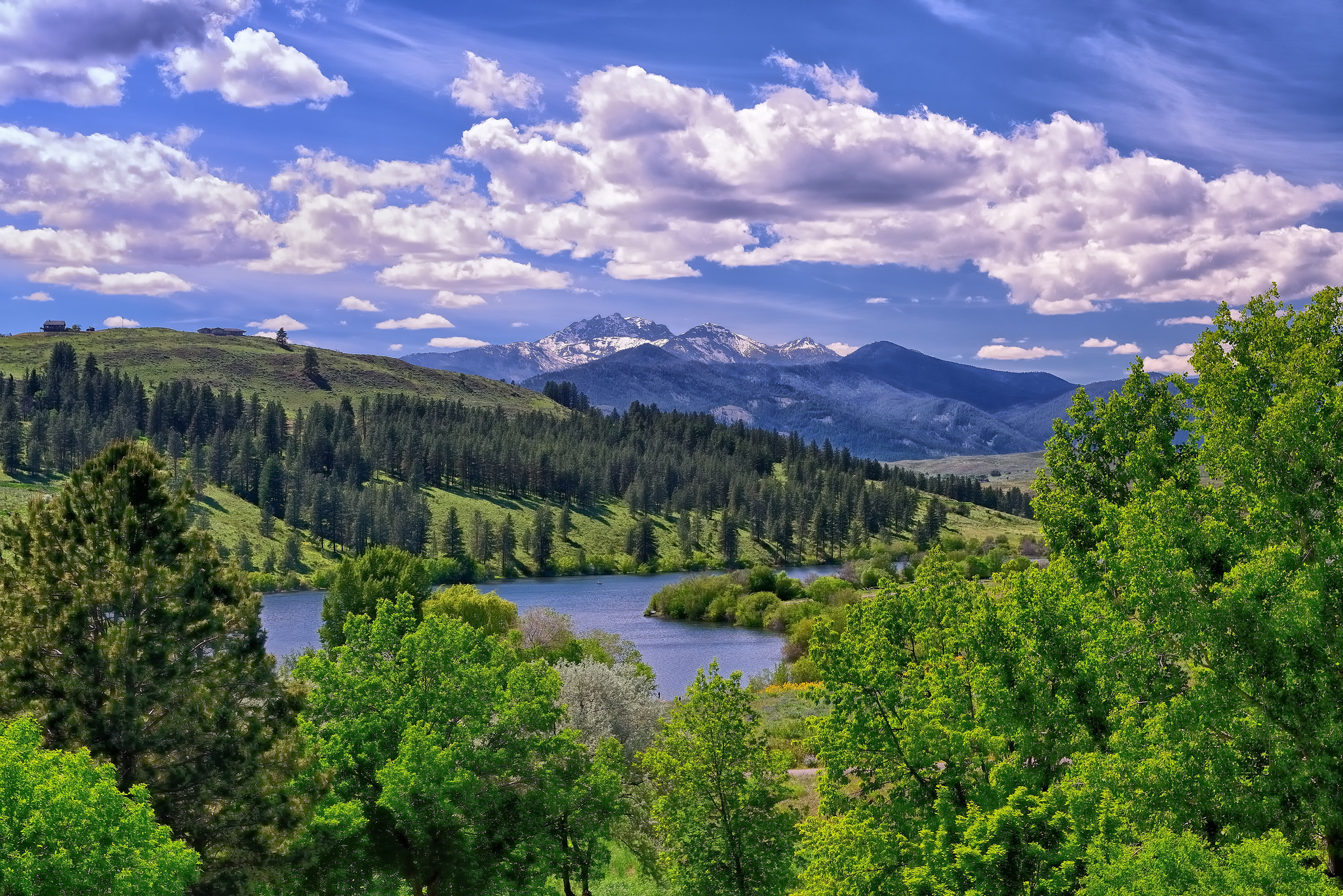 washington, Lake, Valley, Mountains, Trees, Clouds, Landscape Wallpaper