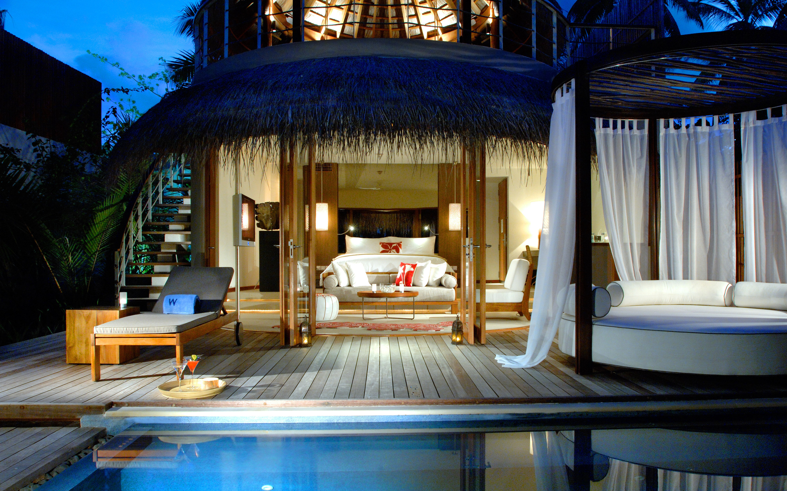 bedroom, Pool, House, Bungalow, Cottage, Maldives, Design Wallpaper