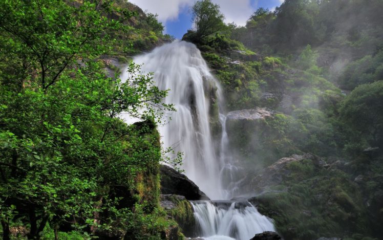 waterfalls, Rock, Trees, A, Stream HD Wallpaper Desktop Background
