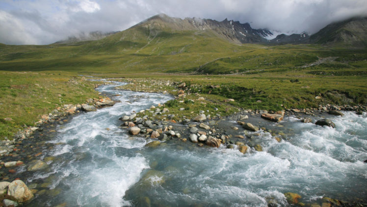 landscape, Mountains, Stream, Water, Nature HD Wallpaper Desktop Background