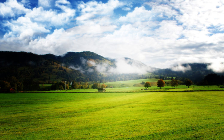 nature, Grass, Clouds, Mountains HD Wallpaper Desktop Background