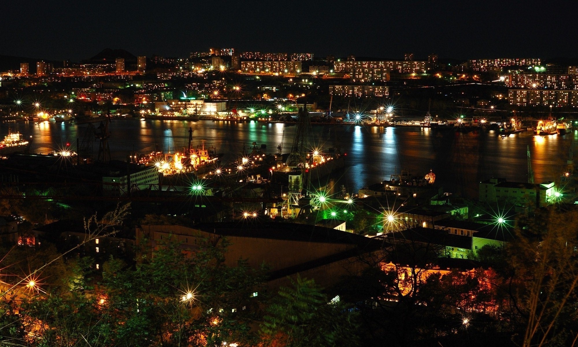 lights, Night, Vladivostok Wallpaper