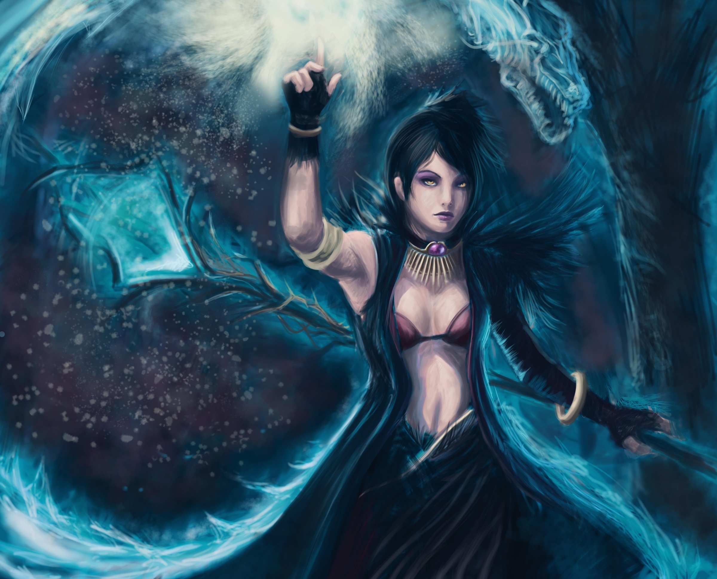 dragon, Age, Magic, Mage, Staff, Games, Girls, Fantasy Wallpaper