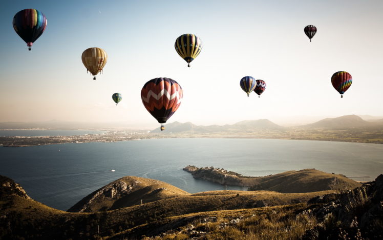 sky, Landscape, Aerostat, Flight, Nature, Balloon HD Wallpaper Desktop Background