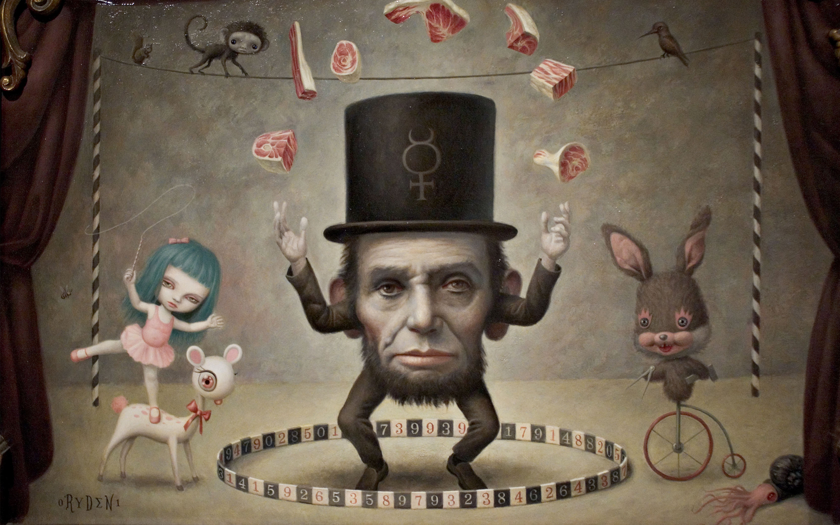 abe, Lincoln, Psychedelic, Fantasy Wallpaper