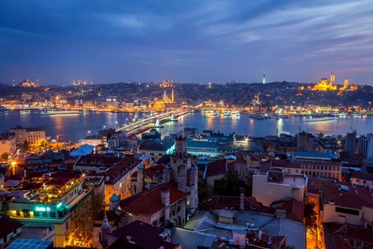 istanbul, City, Night, Panorama, Houses, Buildings HD Wallpaper Desktop Background