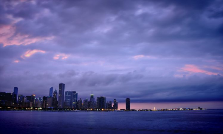 chicago, America, Usa, Skyscrapers, Night, Lights HD Wallpaper Desktop Background