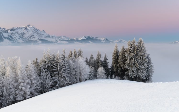 mountains, Winter, Landscape, Snow HD Wallpaper Desktop Background