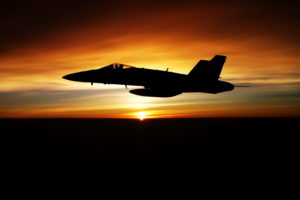 fighter, Jet, Sunset