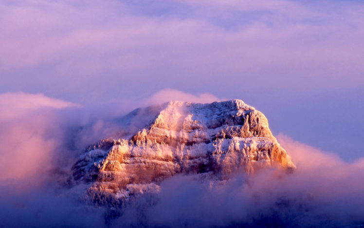 snowy, Peak, In, The, Clouds HD Wallpaper Desktop Background