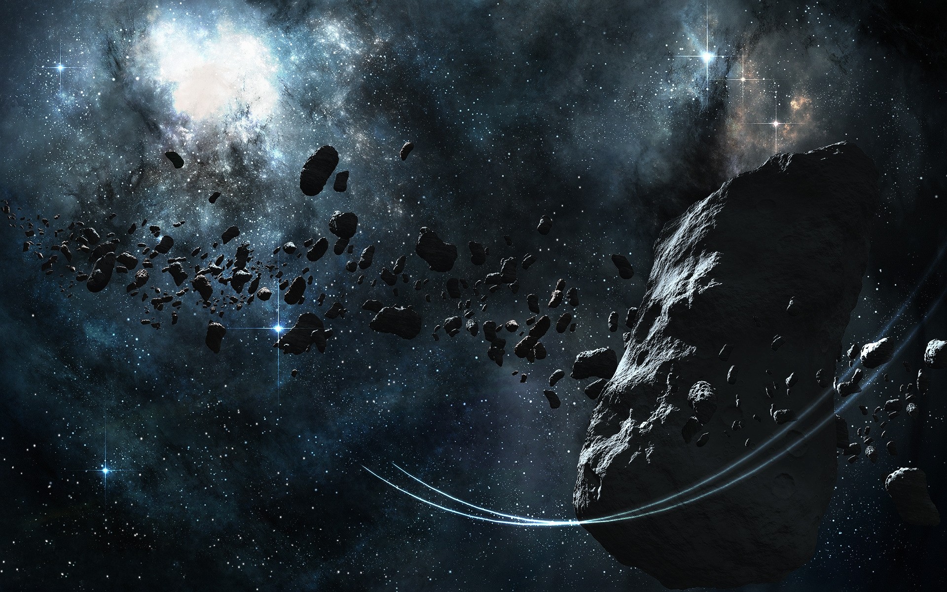 outer, Space, Stars, Asteroids Wallpaper