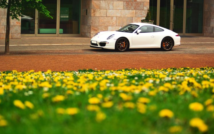 white, Flowers, Porsche, Cars, Porsche, 911 HD Wallpaper Desktop Background