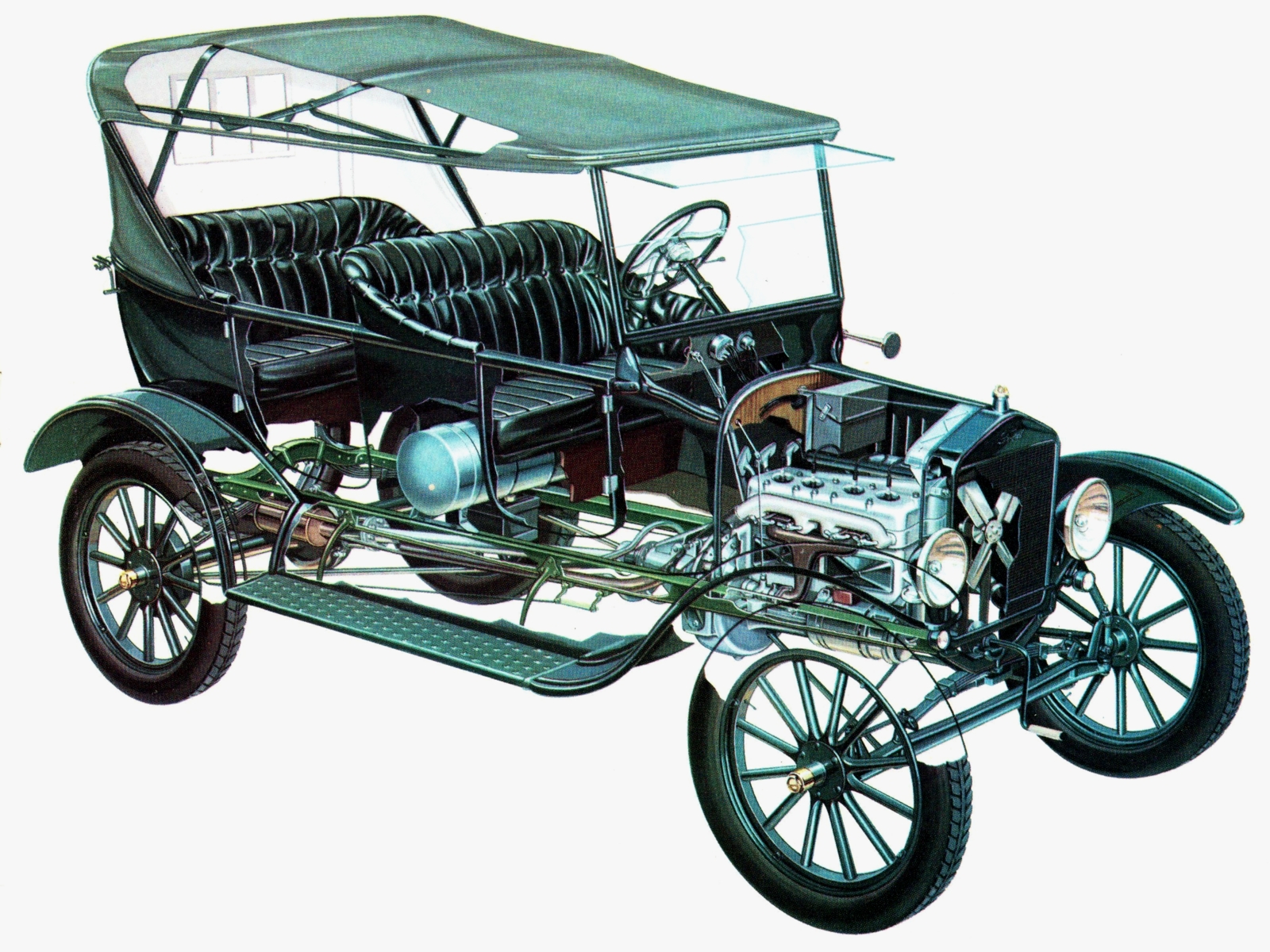 1913, Ford, Model t, Touring, Retro, Engine, Interior Wallpaper