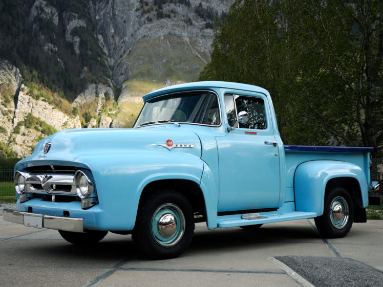 1956, Ford, F 100, Custom, Cab, Pickup, Retro HD Wallpaper Desktop Background