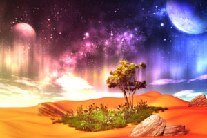 original, 3d, Clouds, Desert, Flowers, Grass, Landscape, Moon, Original, Scenic, Sky, Stars, Tree, Y k