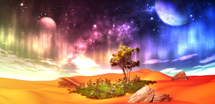 original, 3d, Clouds, Desert, Flowers, Grass, Landscape, Moon, Original, Scenic, Sky, Stars, Tree, Y k HD Wallpaper Desktop Background