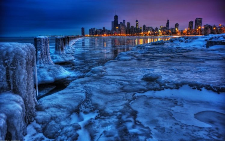 water, Ice, Cityscapes, Chicago HD Wallpaper Desktop Background