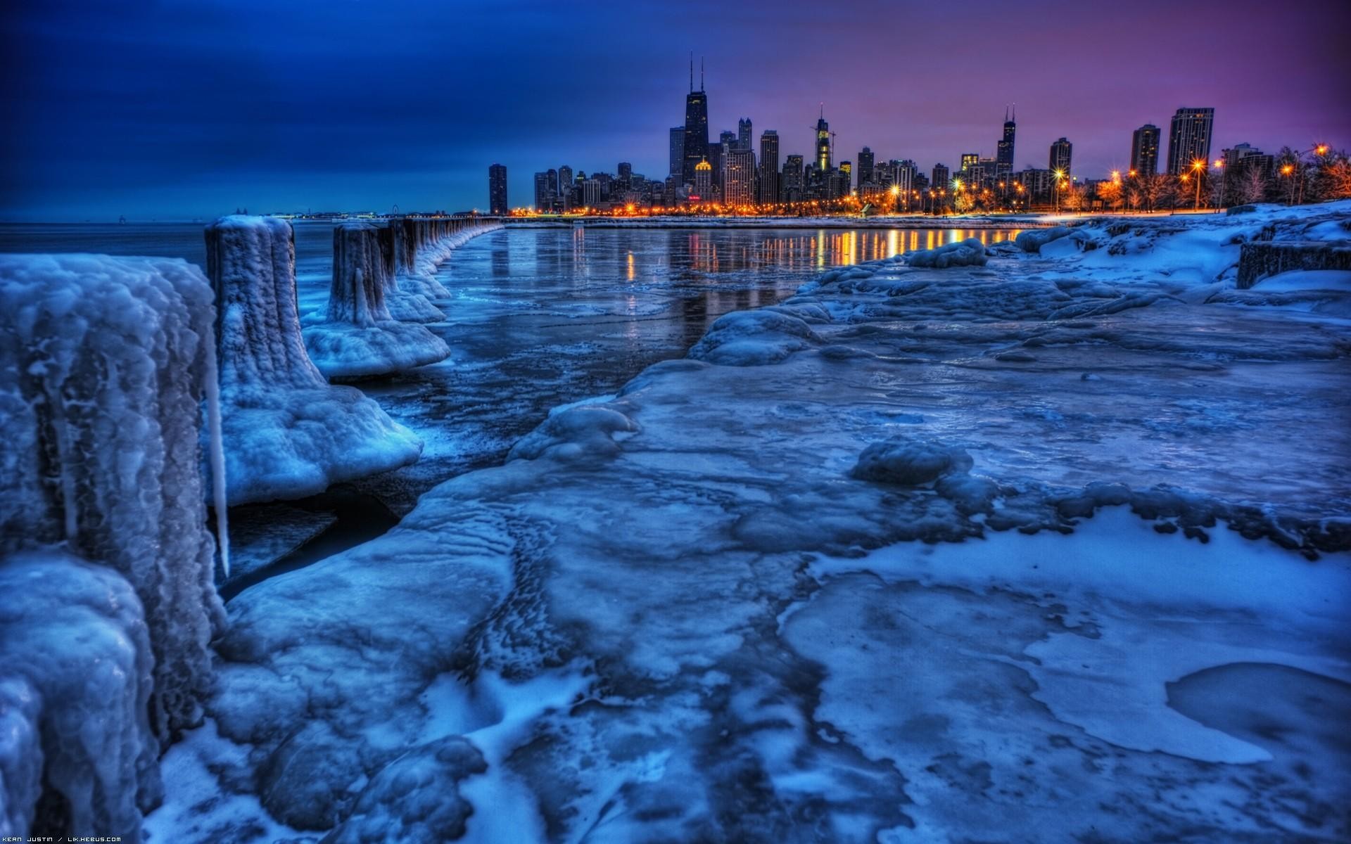 water, Ice, Cityscapes, Chicago Wallpaper