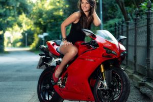 ducati, Motorcycle, Road, Smile, Sexy, Brunette