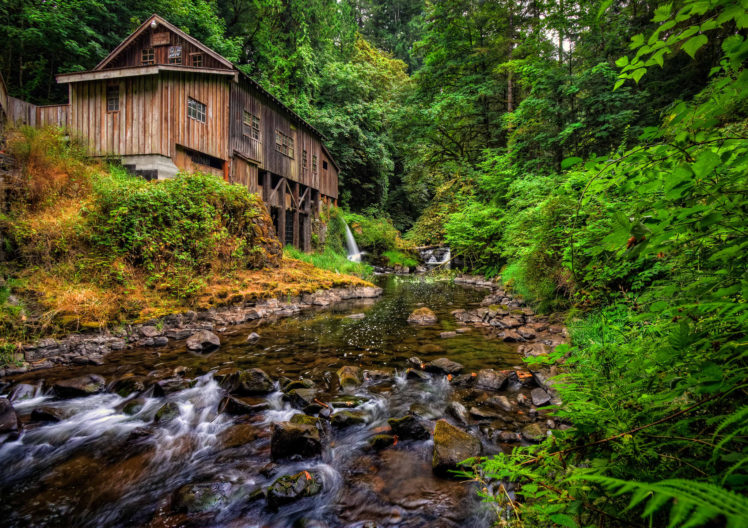 river, Mill, Forest, Washington HD Wallpaper Desktop Background