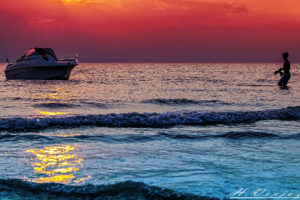 sunset, Sea, Boat, Ocean, Waves, Mood, Fishing