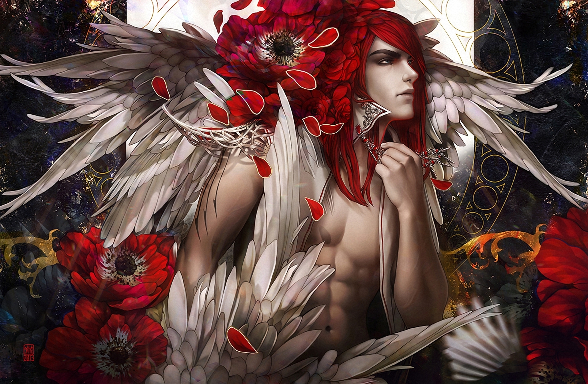 angel, Men, Feathers, Fantasy Wallpaper