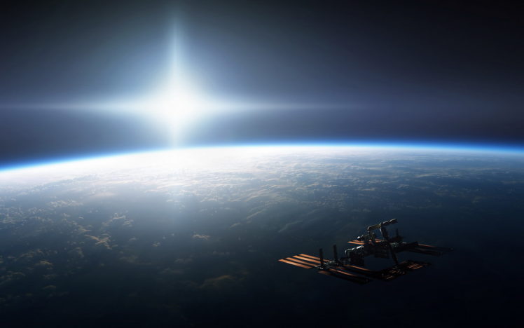 earth, From, Space, Sun, Space, Station HD Wallpaper Desktop Background