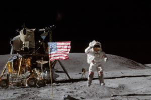 moon, Astronaut, Lem, Apollo, Us, Flag