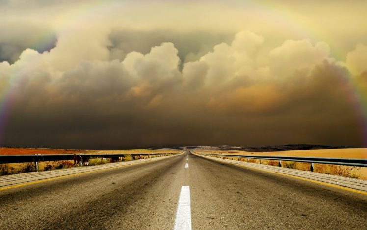 clouds, Landscapes, Highway, Roads HD Wallpaper Desktop Background