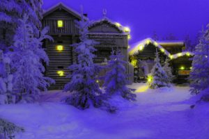 lapland, Snow, Night, Trees