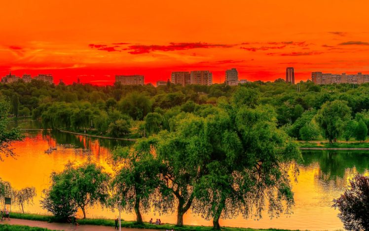 romania, Park, Pond, Trees, Landscape HD Wallpaper Desktop Background