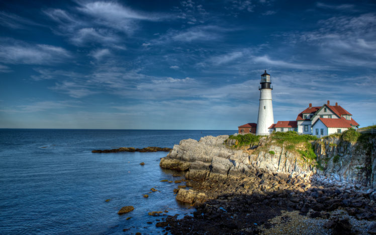 sea, Lighthouse, Hdr, Cape, Elizabeth HD Wallpaper Desktop Background