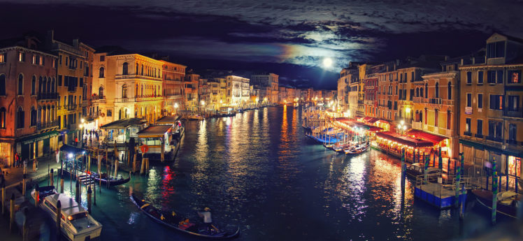 italy, Venice, Grand, Canal, Night, Reflection HD Wallpaper Desktop Background