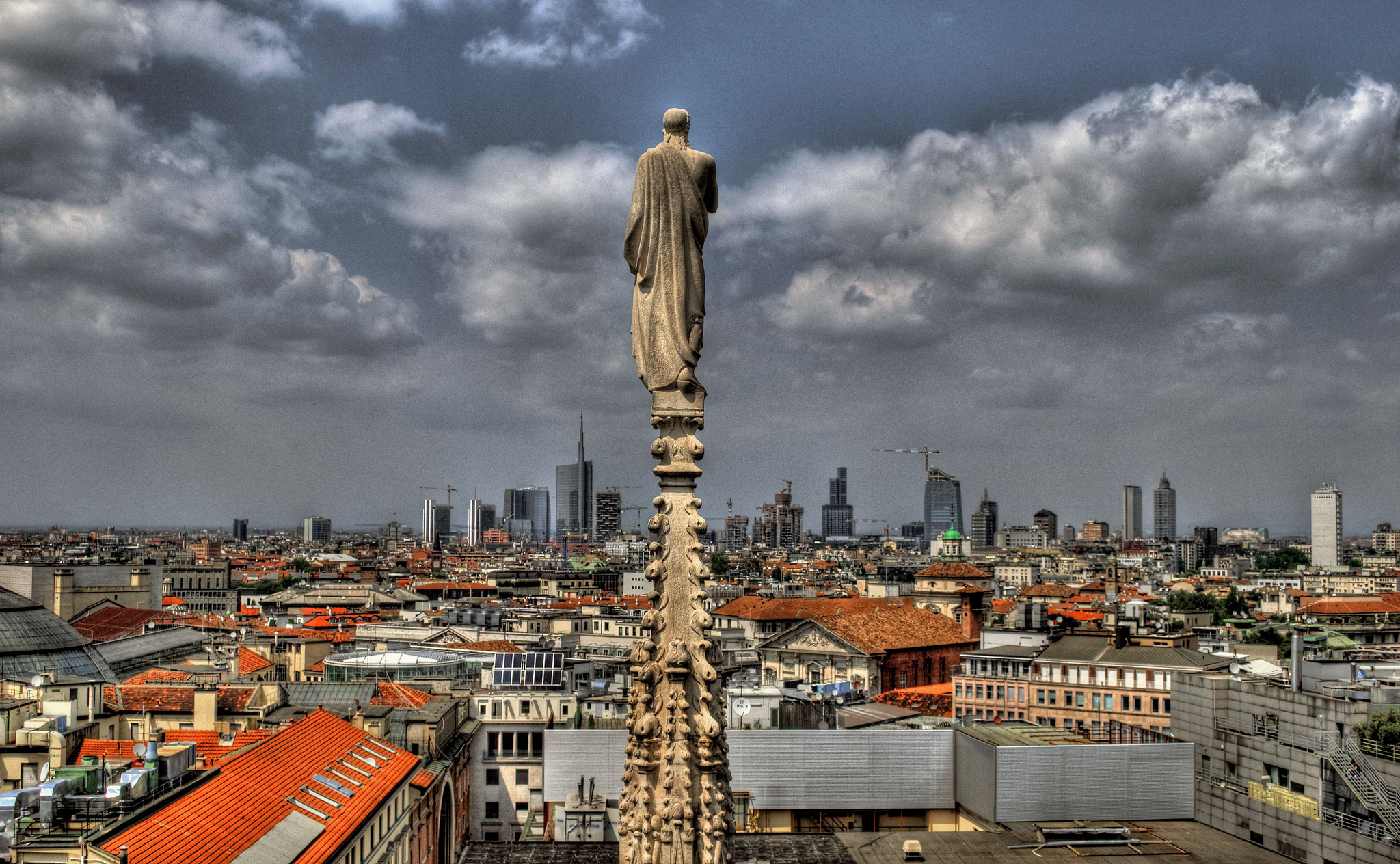 milan, Lombardy, Italy, Guardian, Angel, Buildings, Panorama Wallpaper