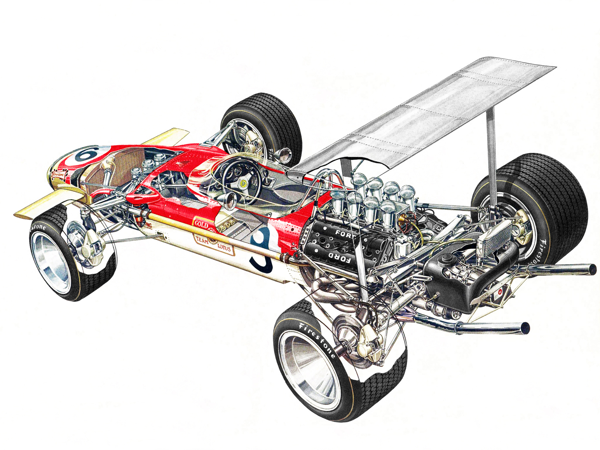 1968, Lotus, 49b, Formula, One, F 1, Race, Racing, Engine, Interior Wallpaper