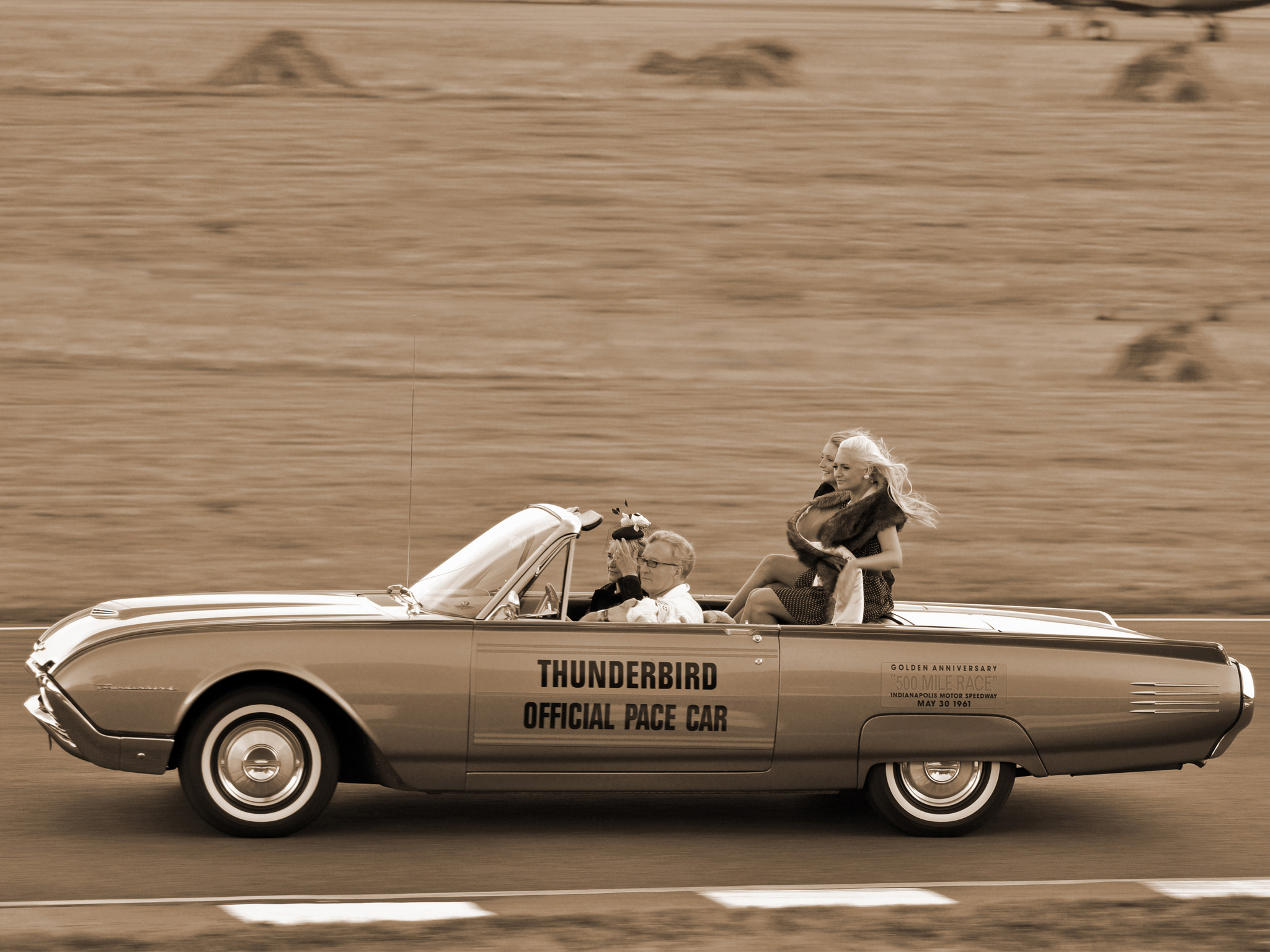 1961, Ford, Thunderbird, Convertible, Indy, 500, Pace, Car, 76a, Classic, Race, Racing Wallpaper