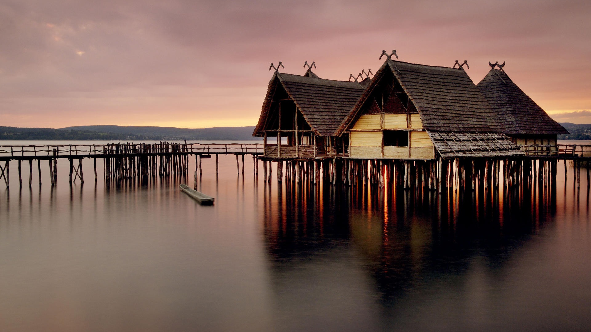 sea, House, Sunset Wallpaper