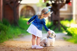 little, Girl, With, Dog