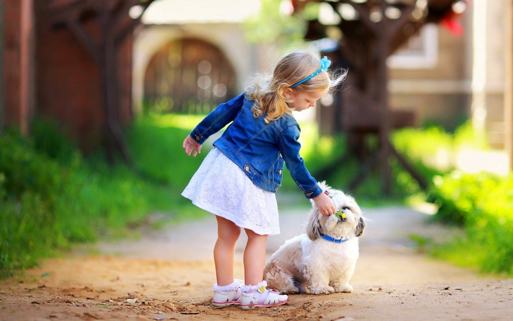 little, Girl, With, Dog Wallpaper