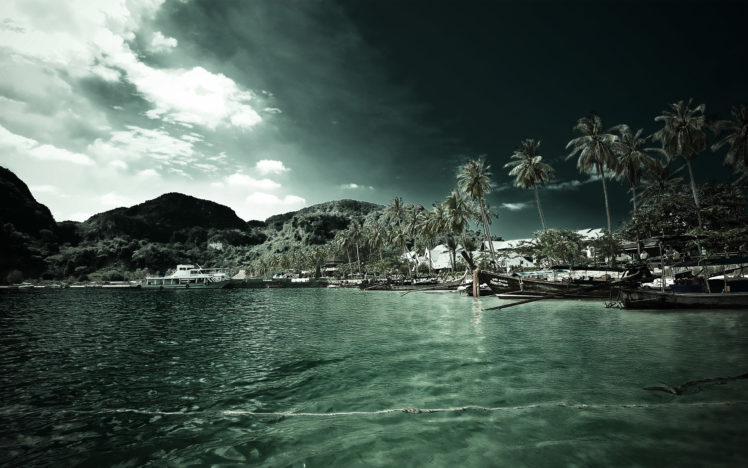 landscapes, Nature, Coast, Sea, Palm, Trees HD Wallpaper Desktop Background